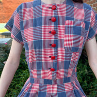 1940s/50s Plaid dress w/pockets