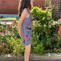 60s/70s handmade bow print romper