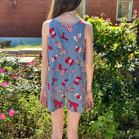 60s/70s handmade bow print romper