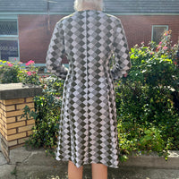 1970s handmade diamond print dress