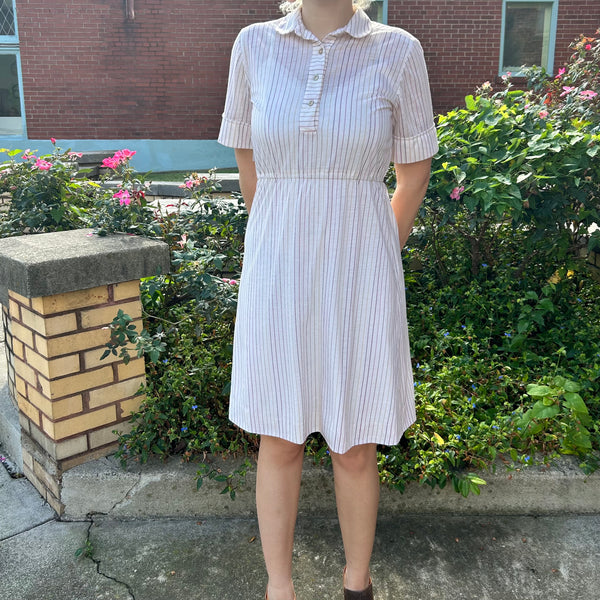 70s Earth-Toned striped sheer dress