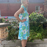 1960s floral shift dress w/ front pockets