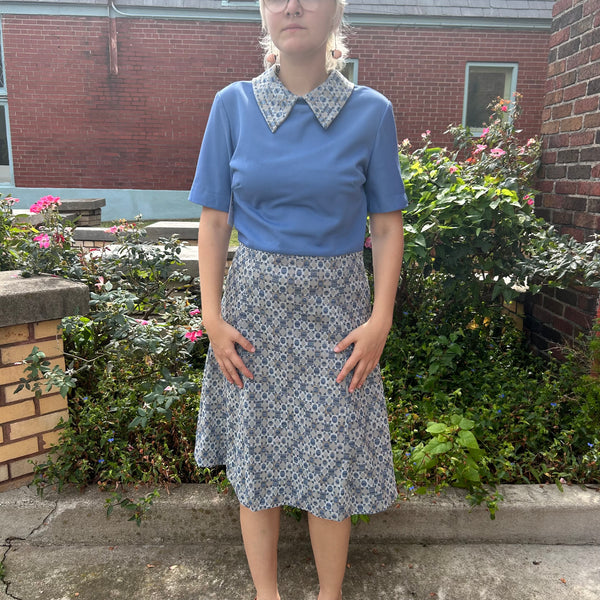 Handmade blue color block dress