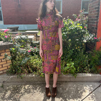 60s multicolor psychedelic midi dress 