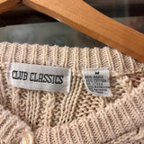 90s Club Classics cotton blend button front cable knit sweater