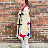 80s International scene colorblock wool coat