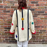 80s International scene colorblock wool coat