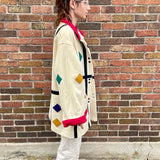 80s International scene colorblock wool coat