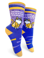 people stress meowt cat womens crew socks // hey tiger louisville