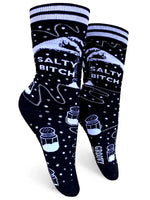salty bitch black and white womens crew socks // hey tiger louisville