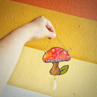 mushroom stained glass sun catcher by lost and found available at hey tiger louisville