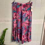 Vintage 70s 80s Abstract Floral Print high waist midi skirt // 28" waist. (HT2392)