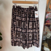Vintage 50s 60s high waisted pleated barkcloth skirt // 26" waist  (HT2395)