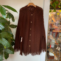 Vintage 60s 70s folk sweater knit PONCHO cape Wrap. Woven Shawl Boho Bohemian Kimono Coat // One Size // hey tiger louisville
