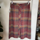 Vintage 60s 70s high waisted Plaid midi skirt // 27" waist. (HT2393)