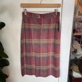 Vintage 60s 70s high waisted Plaid midi skirt // 27" waist. (HT2393)