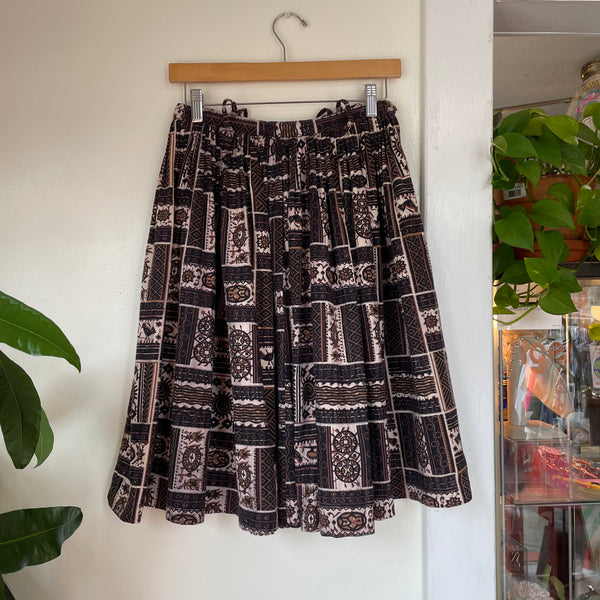 Vintage 50s 60s high waisted pleated barkcloth skirt // 26" waist // hey tiger louisville