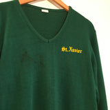 Hey Tiger Louisville Kentucky // Vintage Retro 70s CHAMPION Green & Gold v-neck sweater // size Medium // St Xavier Tigers Louisville Kentucky Athletics 