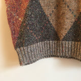 Hey Tiger Vintage 70s 80s wool blend sleeveless sweater knit shirt top vest // retro prep boho hippie
