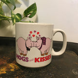 Vintage Hogs N Kisses Coffee mug // retro kitsch kitchen home // Russ Berrie Co cute gift // available at Hey Tiger in Louisville Kentucky