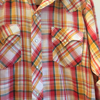 Vintage 1970s 80s Western Fashions Plaid Pearl Snap Oxford Shirt // size Medium // Hey Tiger Louisville Kentucky 