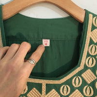 Hey Tiger Louisville Kentucky // Vintage 70s Emerald Green embroidered Traditional Indian maxi dress // Size Medium // mumu kaftan gown // boho hippie festival ethnic Wear
