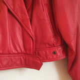 Hey Tiger Vintage 80s Cherry Red cropped leather coat jacket by Wilsons // size 8 small medium
