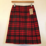 Hey Tiger Vintage Handmade Wool Plaid Knee Length skirt with Pockets // size small // retro preppy mod