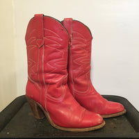 Vintage Frye Cowgirl Boots with Stacked Wooden Heels & Western Stitching // size 9 // Hey Tiger Louisville Kentucky 