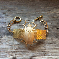 Scarab Cuff Bracelet by Hello Stranger // handmade in the USA // raw brass winged Egyptian beetle // custom size // gift idea