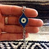 Handmade evil eye bracelet by Hello Stranger // made in USA // pendant and chain bracelet // boho hippie gypsy festival // all seeing eye of