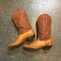 Vintage Nocona Cowboy boots // made in USA ostrich leather western stitching // size 10 D
