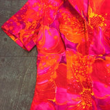 Vintage 60s 70s vibrant floral print Hawaiian dress // Size XS X small // by McInerny Hawaii