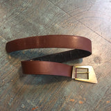 Vintage 80s 90s Ginnie Johansen brown leather belt with bog brass buckle // size medium