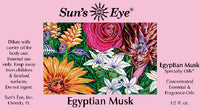 Suns Eye Egyptian Musk Oil is an exotic and sensuous fragrance blend that has sweet and smoky top notes in a Musk base. Hey Tiger Louisville Kentucky