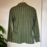 Vintage 60s 70s psychedelic floral striped geometric blouse by The Seventh i // Size Medium (HT2343)
