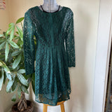 Vintage 90s Dress By Choice forest green sheer lace babydoll dress // Size 3 (HT2342)