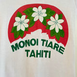 Vintage 70s 80s Hawaiian Perfection Monoi Tiare Tahiti Souvenir Scoop neck pullover // size Small Medium // hey tiger louisville kentucky