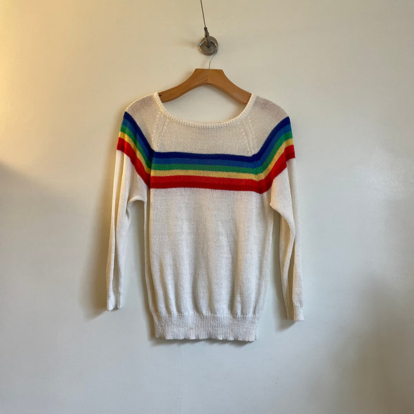 Vintage 70s 80s Rainbow Striped Sweater by Via L.A. // size medium // hey tiger louisville kentucky