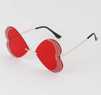 Rhinestone Pave Heart Shaped Sunglasses