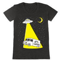 women's Taco Truck Abduction shirt is printed by hand on a high quality, sweatshop-free, vintage inspired tri-blend tshirt by Gnome Enterprises // hey tiger louisville kentucky