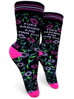 Fuck Around and Find Out Womens Crew Socks by groovy things co // hey tiger louisville 
