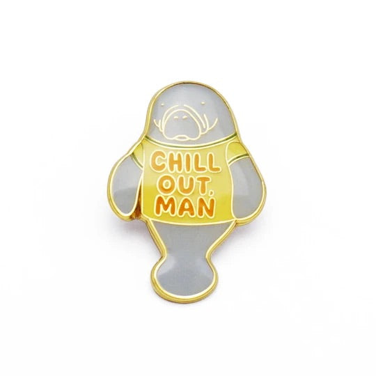 Chill Out Man Retro Style Manatee Enamel Pin by Lucky Horse Press 