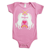  Unicorns baby one piece is printed by hand on a high quality, sweatshop-free super soft infant bodysuit by Gnome Enterprises // hey tiger louisville kentucky