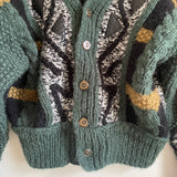 Vintage 1980s NOVO Mohair Wool Cardigan Sweater with Faux Leather Details // Size Small // hey tiger louisville 