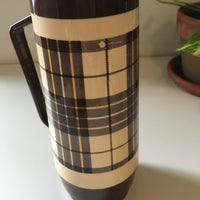 Vintage brown plaid travel thermos by THERMO SERV // retro kitsch home decor // hey tiger louisville kentucky