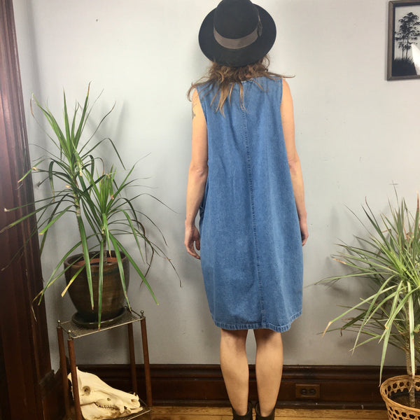 Vintage 90s Plus Size denim suspender dress jumper pinafore Hey Tiger Vintage 90s Plus Size denim suspender dress jumper pinafore Hey Tiger