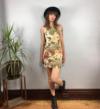 Vintage 90s Floral pinafore jumper mini dress // size 3/4 XS x-small // hey tiger louisville kentucky