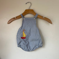 Vintage unisex baby overalls shortalls romper onesie with sailboat patch // hey tiger louisville