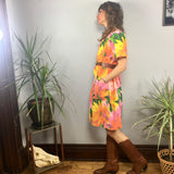 Vintage 60s 70s floral Smock Knee length MuMu dress // Moomoo kaftan caftan boho hippie loungewear // hey tiger louisville kentucky
